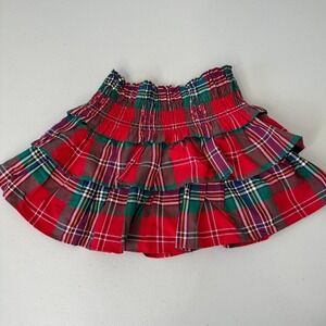 Janie and Jack Ruffle Skirt‎ Size 6 Red Tartan Plaid Smocked Tiered